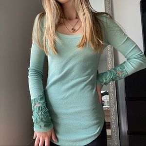 Free People Embroidered Waffle Long Sleeve